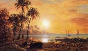 Tropical Landscape with Fishing Boats in Bay Bierstadt